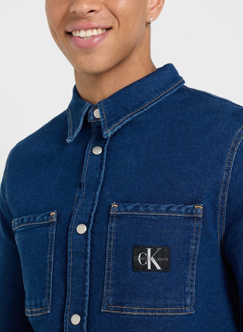 كالفن كلاين جينز Mid Wash Slim Fit Denim Shirt