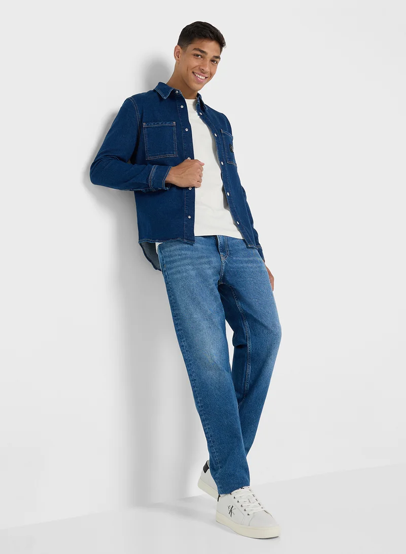 كالفن كلاين جينز Mid Wash Slim Fit Denim Shirt