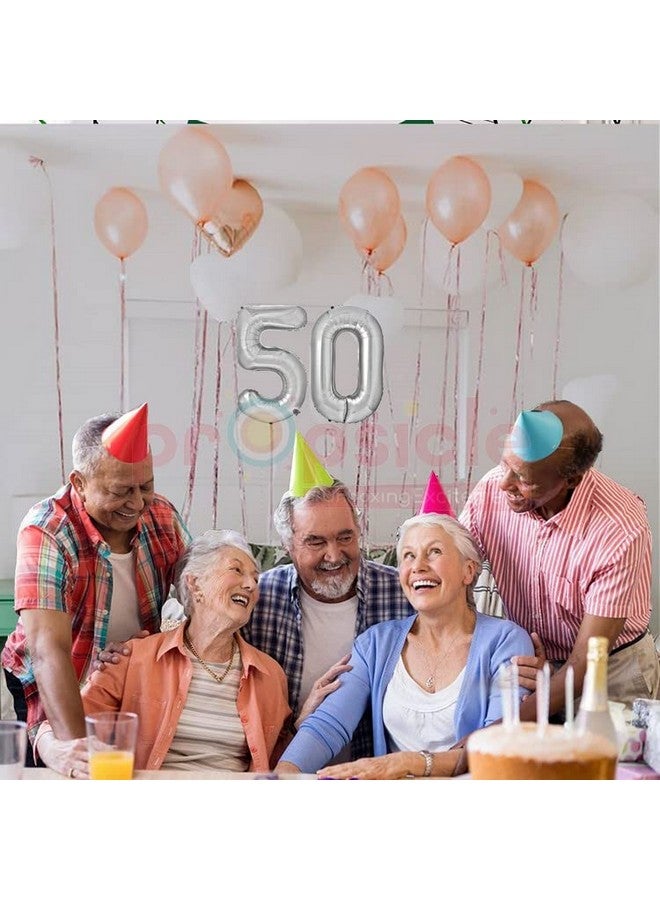 بروبسيكل بالونات هيليوم من بروسسيكل، مقاس 16 بوصة، مصنوعة من رقائق معدنية، عدد 50، لتزيين الحفلات، باللون الفضي، عبوة من قطعتين | عدد 50 بالونة، لأعياد الميلاد/الذكرى السنوية | عدد 50 - Image 5