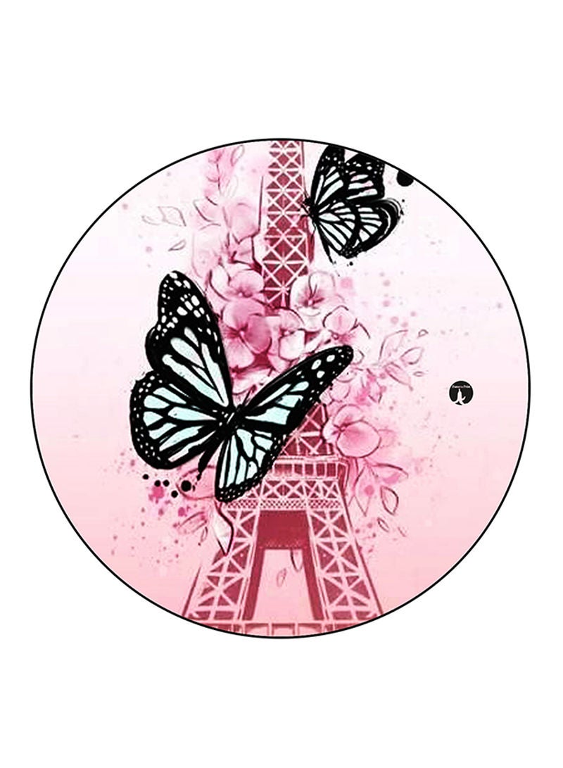 RKN Butterflies Printed Mouse Pad Round  Multicolour