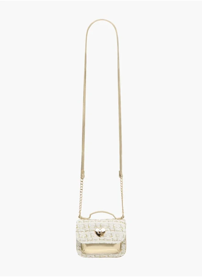 Little Missy Girls Textured Crossbody Bag With Twist Lock Closure And Adjustable Strap
