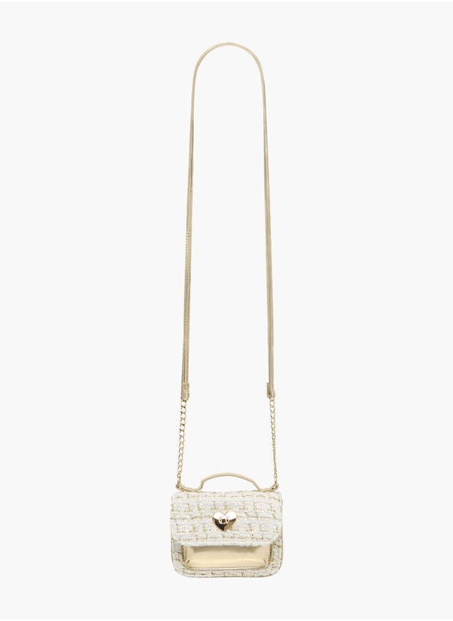 Little Missy Girls Textured Crossbody Bag With Twist Lock Closure And Adjustable Strap  - Image 2