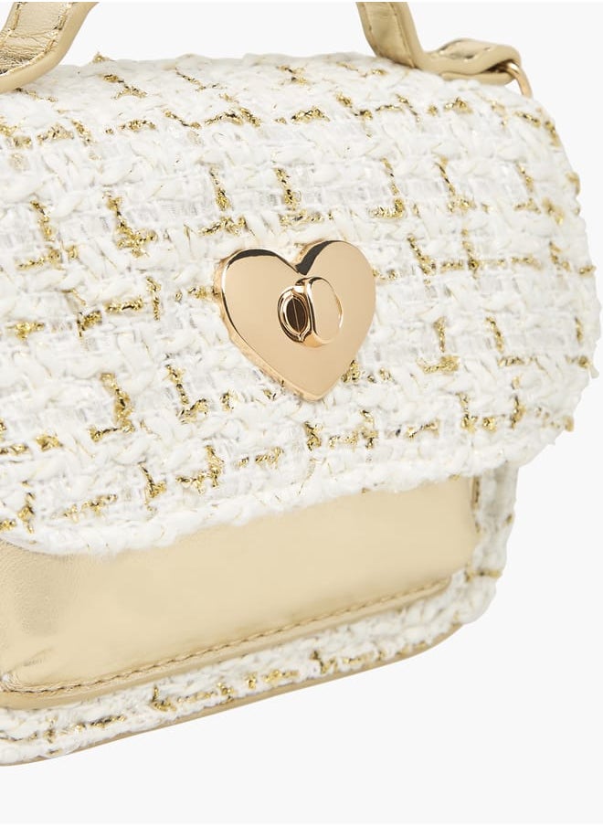 Little Missy Girls Textured Crossbody Bag With Twist Lock Closure And Adjustable Strap  - Image 4