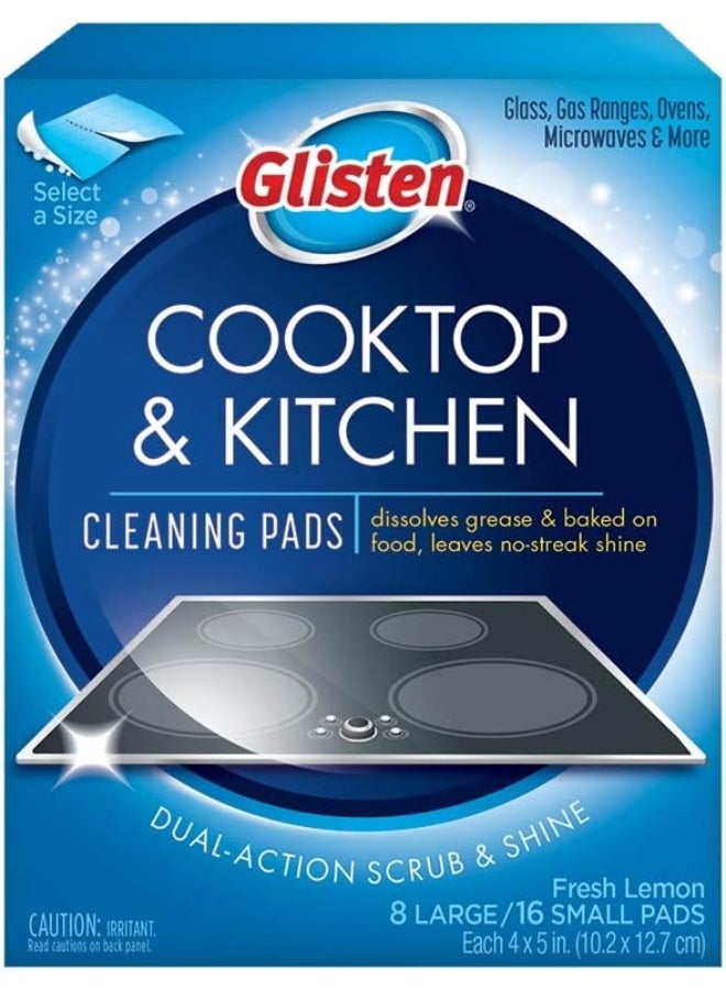 Glisten جليستن GC0608T موقد ومنظف مطبخ، 8 وسادات كبيرة/16 وسادة صغيرة، أبيض - Image 1