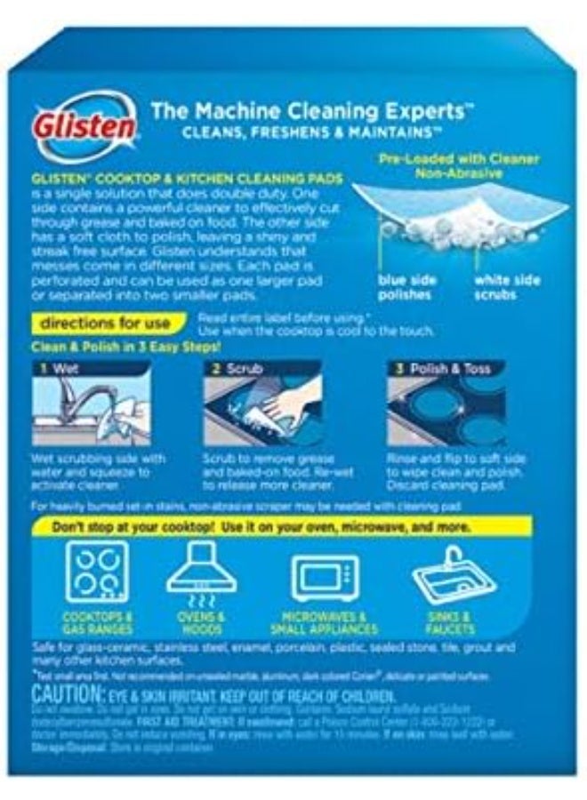 Glisten جليستن GC0608T موقد ومنظف مطبخ، 8 وسادات كبيرة/16 وسادة صغيرة، أبيض - Image 2