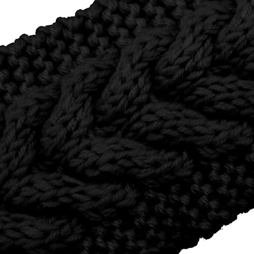 TecUnite 4 Pieces Winter Ear Warmers Headbands Women Warm Knitted Headband Braided Crochet Head Wraps for Girl (Black) - Image 3