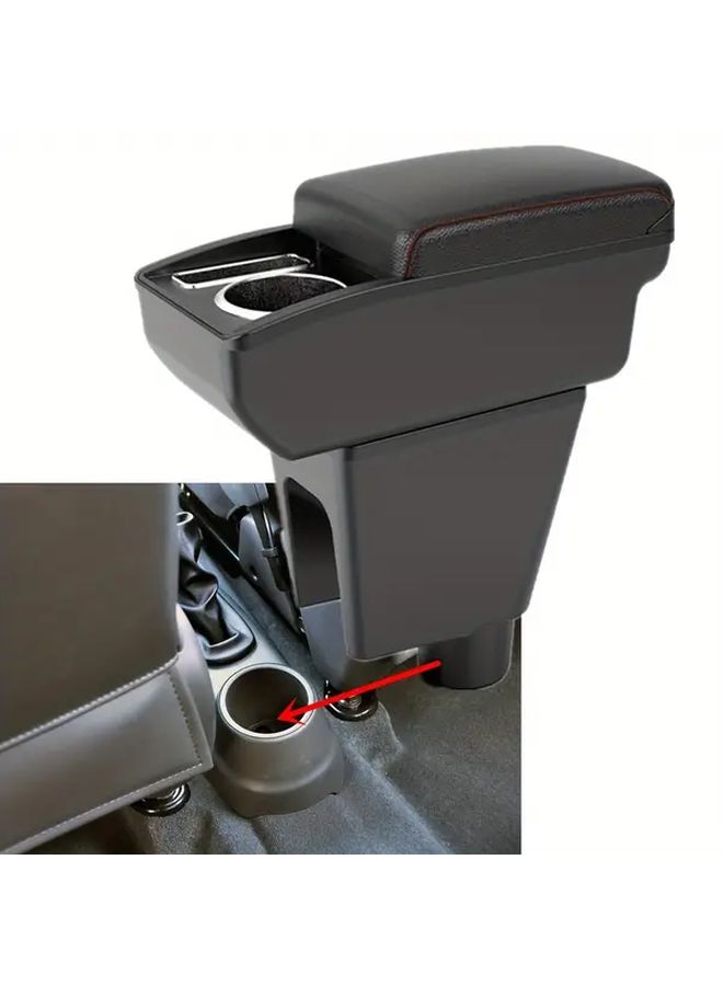 For Chevrolet Spark Center Console Armrest With Dual Layer Storage Cup Holder Phone Slot No Drill Easy Install Slip Resistant Panel Black Red ABS Material - Image 3