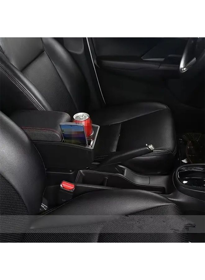 For Chevrolet Spark Center Console Armrest With Dual Layer Storage Cup Holder Phone Slot No Drill Easy Install Slip Resistant Panel Black Red ABS Material - Image 5