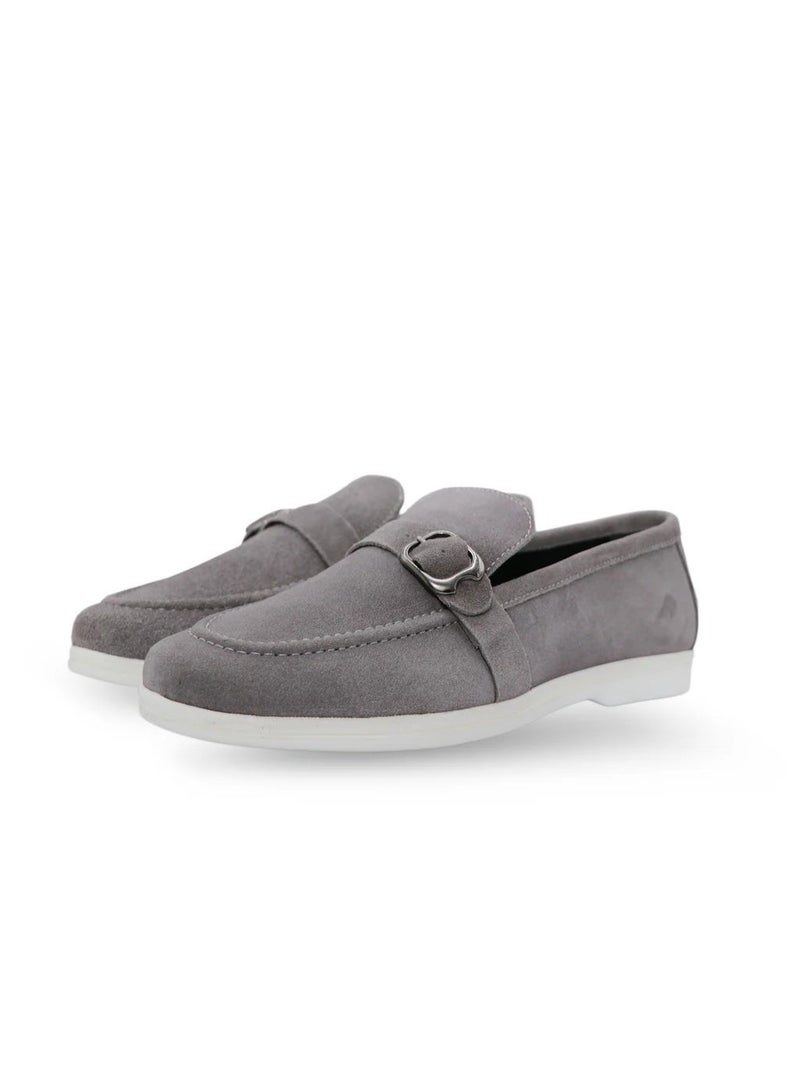 Regno Grey Suede Loafers - Image 1