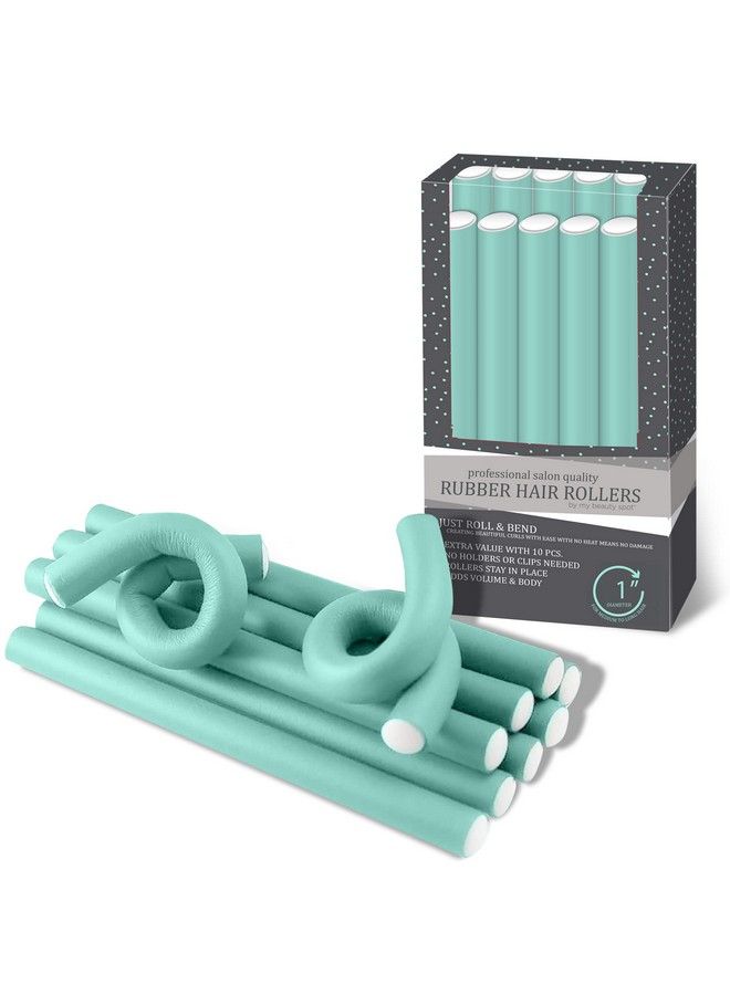 My Beauty Spot Flexi Rods Foam Hair Rollers 1" Diameter Professional Salon Quality 10 Pcs Rubber Hair Rollers For Medium To Long Hair (Blue) - Image 2