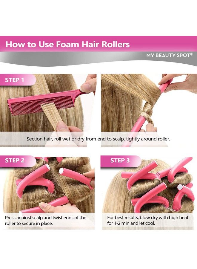 My Beauty Spot Flexi Rods Foam Hair Rollers 1" Diameter Professional Salon Quality 10 Pcs Rubber Hair Rollers For Medium To Long Hair (Blue) - Image 5