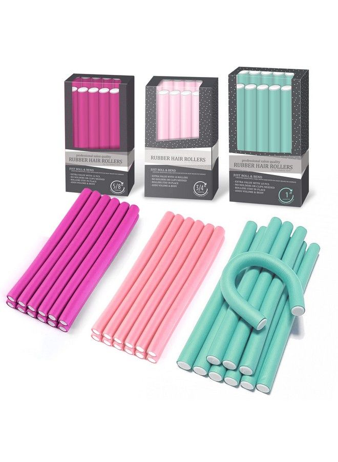 My Beauty Spot Flexi Rods Foam Hair Rollers 1" Diameter Professional Salon Quality 10 Pcs Rubber Hair Rollers For Medium To Long Hair (Blue) - Image 3