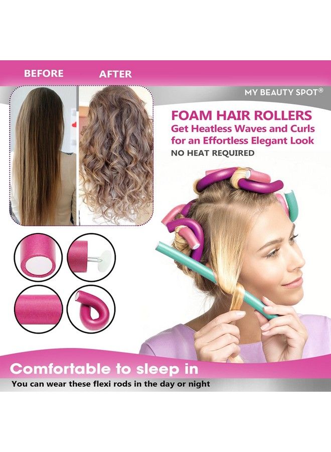 My Beauty Spot Flexi Rods Foam Hair Rollers 1" Diameter Professional Salon Quality 10 Pcs Rubber Hair Rollers For Medium To Long Hair (Blue) - Image 4
