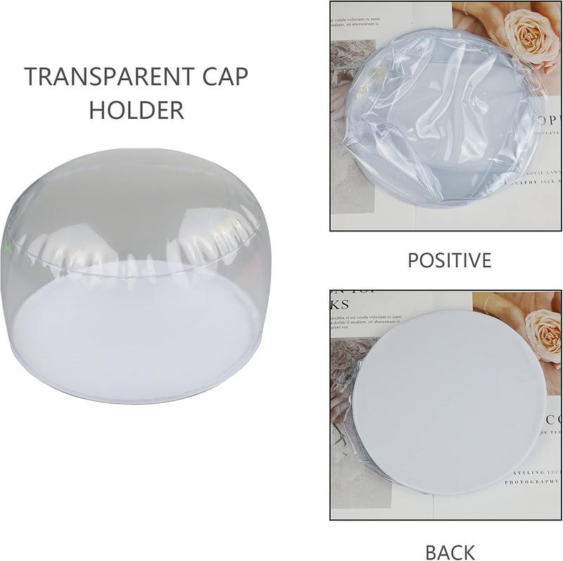 KUROFLY 3 pack clear Inflatable tabletop display stand hat rack portable hat holder for multiple wigs hats, helmet, and cap - Image 3