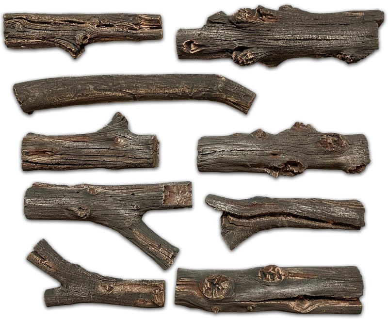Midwest Hearth Midwest Hearth Deluxe Decorative Branch and Twig Set  Cast from Real Logs and Hand Painted in USA Driftwood 9Piece 