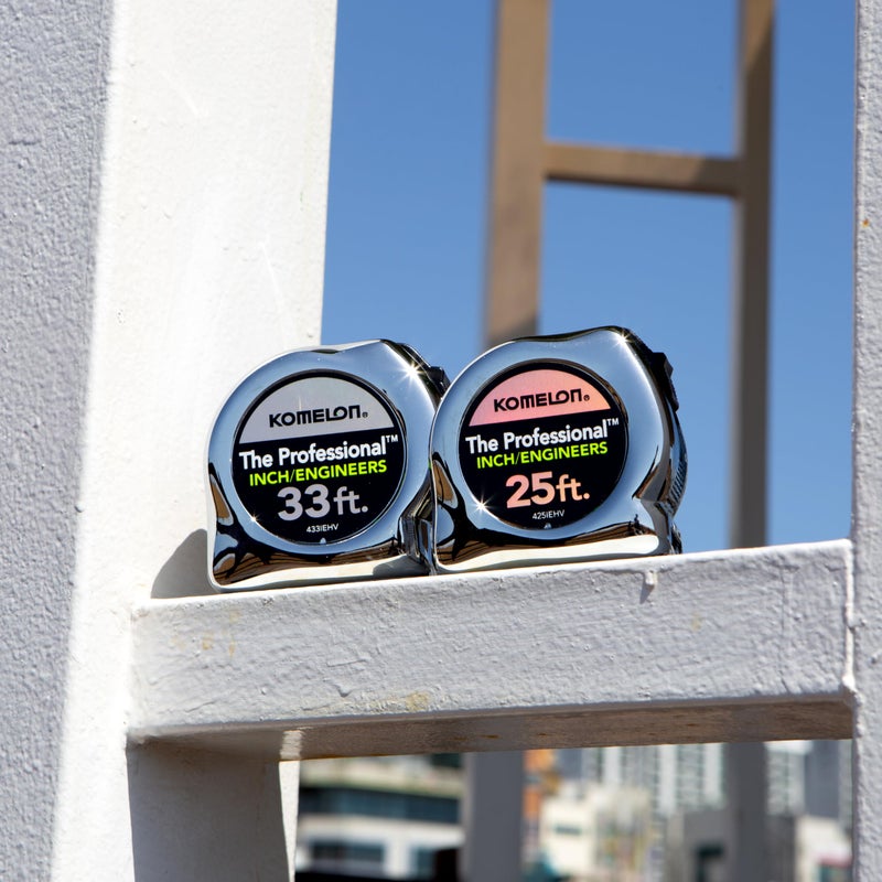 Komelon 433IEHV High-Visibility Professional Tape Measure both Inch and Engineer Scale Printed 33-feet by 1-Inch, Chrome - Image 5