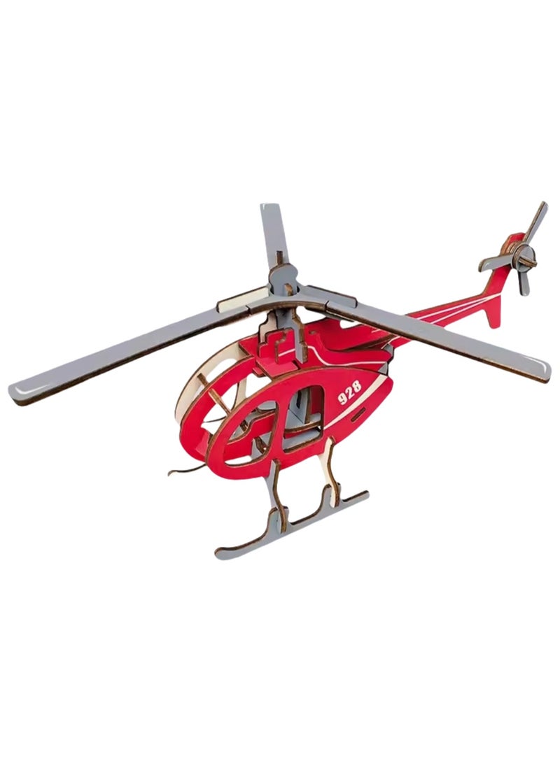 Wooden Puzzle 3D Model Building Blocks Assembly Toy For Boys (Helicopter) - Image 1