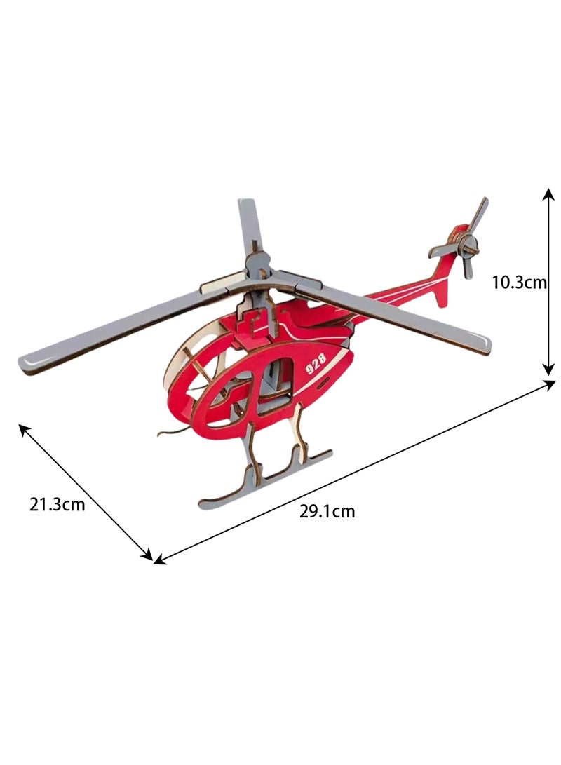 Wooden Puzzle 3D Model Building Blocks Assembly Toy For Boys (Helicopter) - Image 2