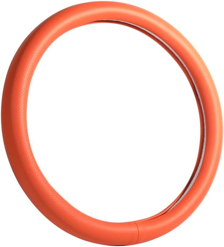 VARGTR Car Steering Wheel Cover,Universal 15 Inch Premium Leather Car Steering Wheel Cover,Best Grip,Perforated Design,Breathable,Non-Slip,Sweat-Absorbent,Warm in Winter and Cool in Summer (Orange) - Image 1