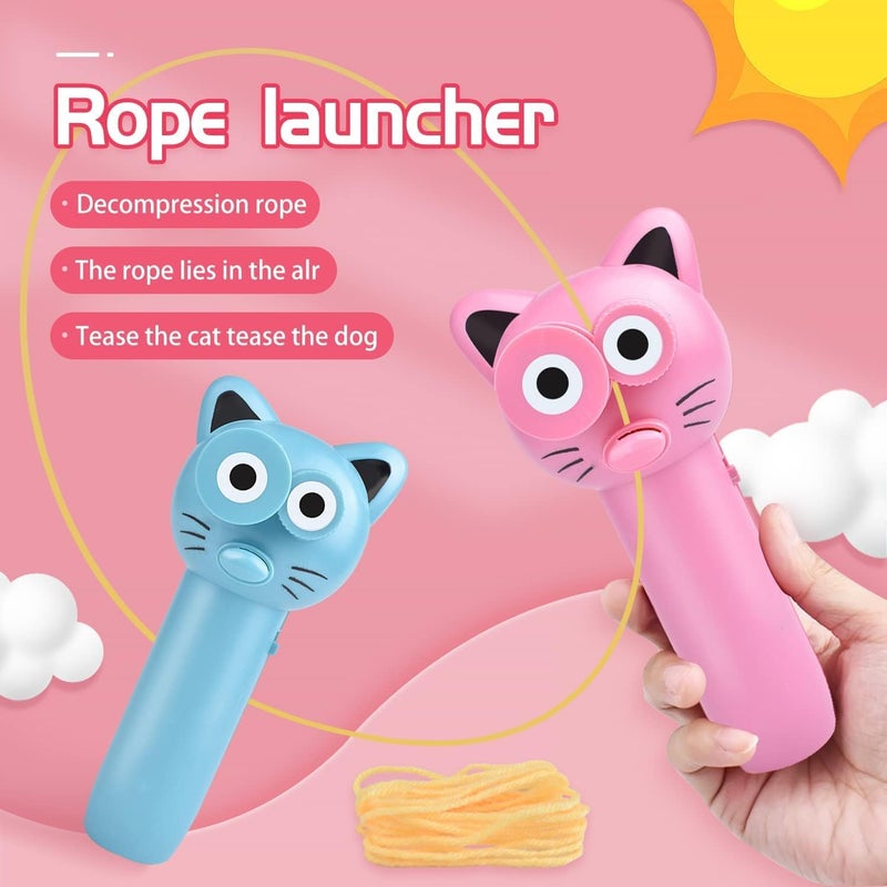 woobles Zip String Toy - Creative Rope Launcher Propeller,Rope Launcher Thruster,String Launcher Rope Propeller Toy,Decompression Toy for Interactive Kids Aldult Outdoor Toys (Pink+Blue) - Image 2