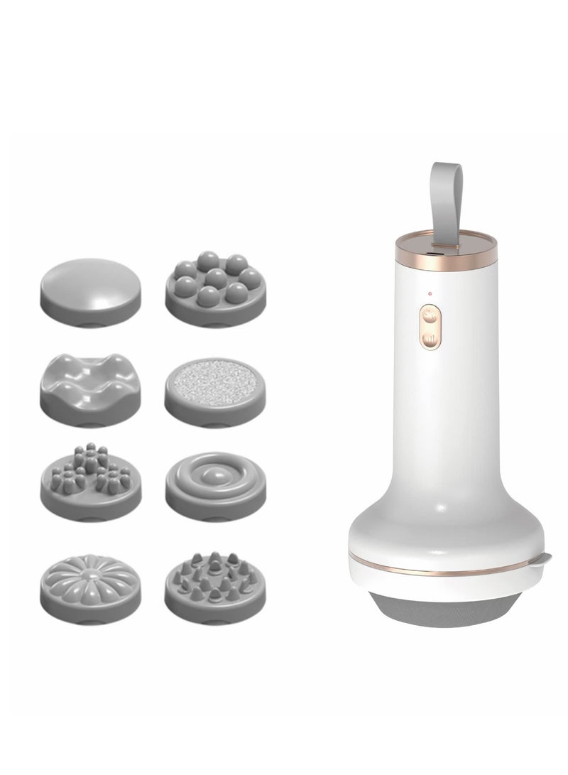 SYOSI Handheld Cellulite Remover Massager, Electric Slimming Massager Wireless Full Body Massager with 8 Massage Heads Used for The Massage of MusclesBelly Waist Butt Arms Legs Drain Massage, White - Image 1