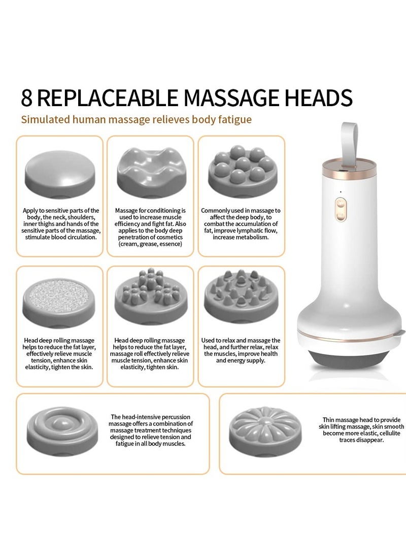 SYOSI Handheld Cellulite Remover Massager, Electric Slimming Massager Wireless Full Body Massager with 8 Massage Heads Used for The Massage of MusclesBelly Waist Butt Arms Legs Drain Massage, White - Image 5