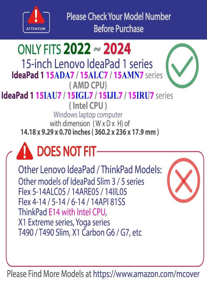mCover Only Compatible with Lenovo IdeaPad 1 Series (15ADA7 / 15AMN7 / 15ALC7 / 15IAU7 / 15IAU7 / 15IGL7 / 15IGL7 / 15IJL7 / 15IRU7) Windows Laptops (Not fit other models) Black - Image 3