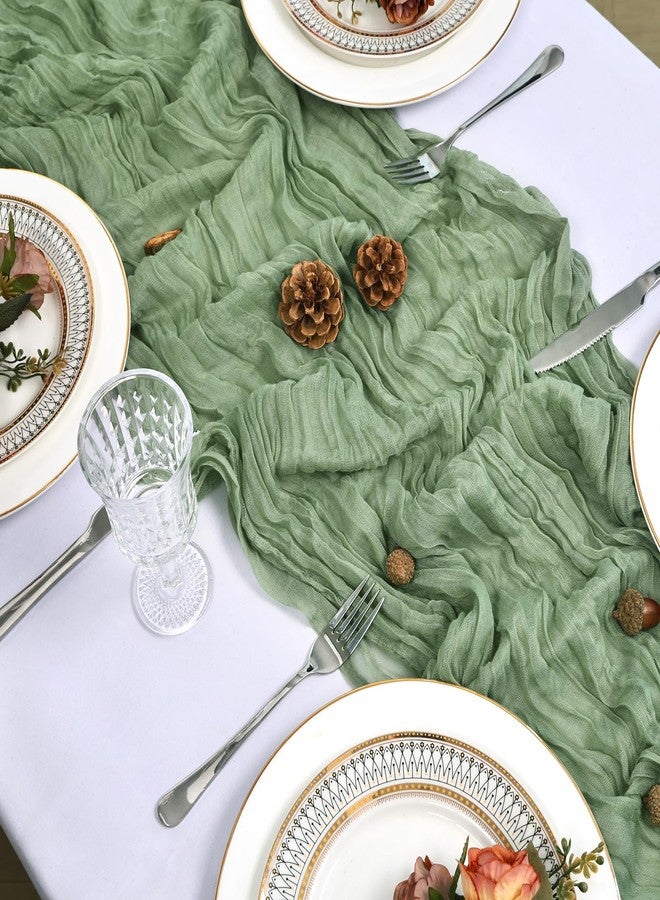 Heneger 8 Pack Sage Green Cheesecloth Table Runner 10Ft Spring Gauze Cheese Cloth Table Runner 120 Inch Boho Sheer Rustic Fabric for Home Decor Bridal Baby Shower Wedding Decoration - Image 4