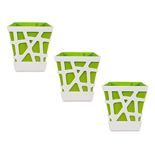 Sharpex Mosaic Pot, Self-Watering Mechanism Planter, Use for Home Decoration and Gardening, Modern Pot for All House Plants, Flowers, Herbs, Vegetables- Pack of 3(Green) - Image 1