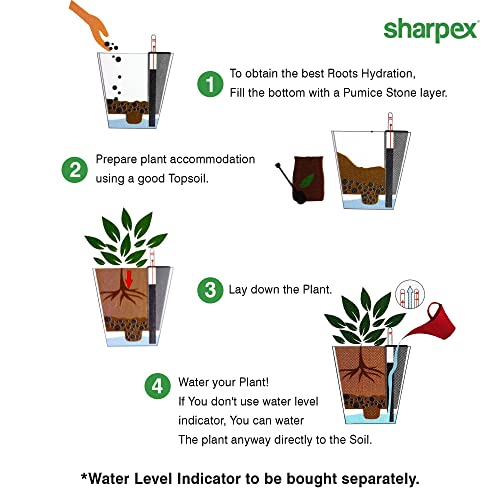 Sharpex Mosaic Pot, Self-Watering Mechanism Planter, Use for Home Decoration and Gardening, Modern Pot for All House Plants, Flowers, Herbs, Vegetables- Pack of 3(Green) - Image 3