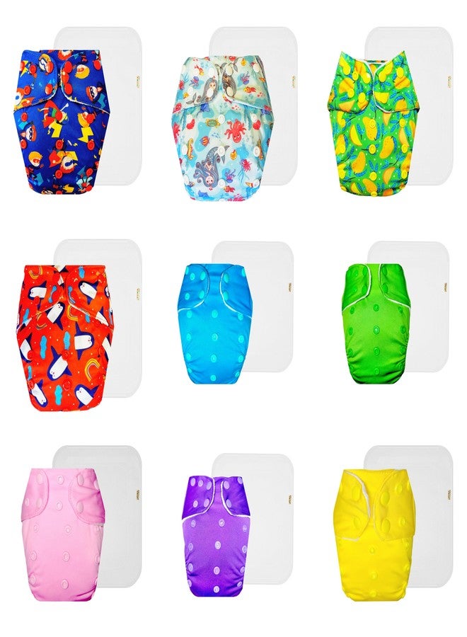Dumbledo Premium Cloth Diaper with Cotton Insert (Pack of 9) | Snug Fit | Breathable | Easy to Clean | Designed by Moms | 3 Months - 3 Years | Unisex Baby - Image 1