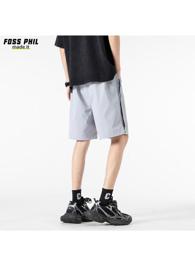 Foss Phil Men'S Summer Ice Silk Quick-Drying Casual Loose Breathable Workwear Sports Shorts K007 Cloud Grey Xl - Image 5