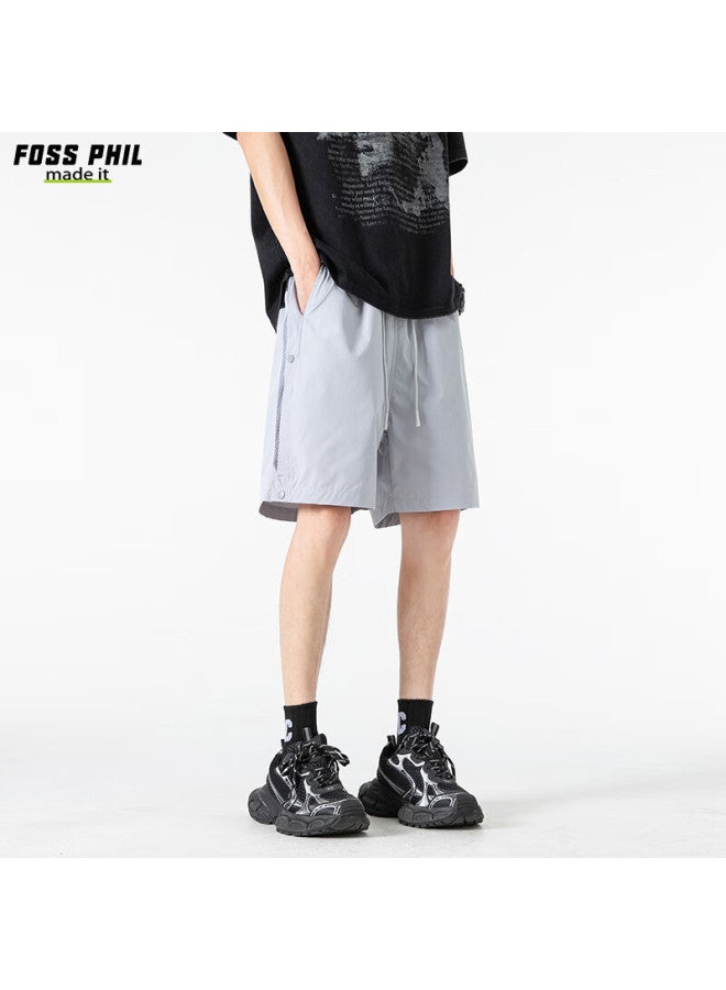 Foss Phil Men'S Summer Ice Silk Quick-Drying Casual Loose Breathable Workwear Sports Shorts K007 Cloud Grey Xl - Image 2