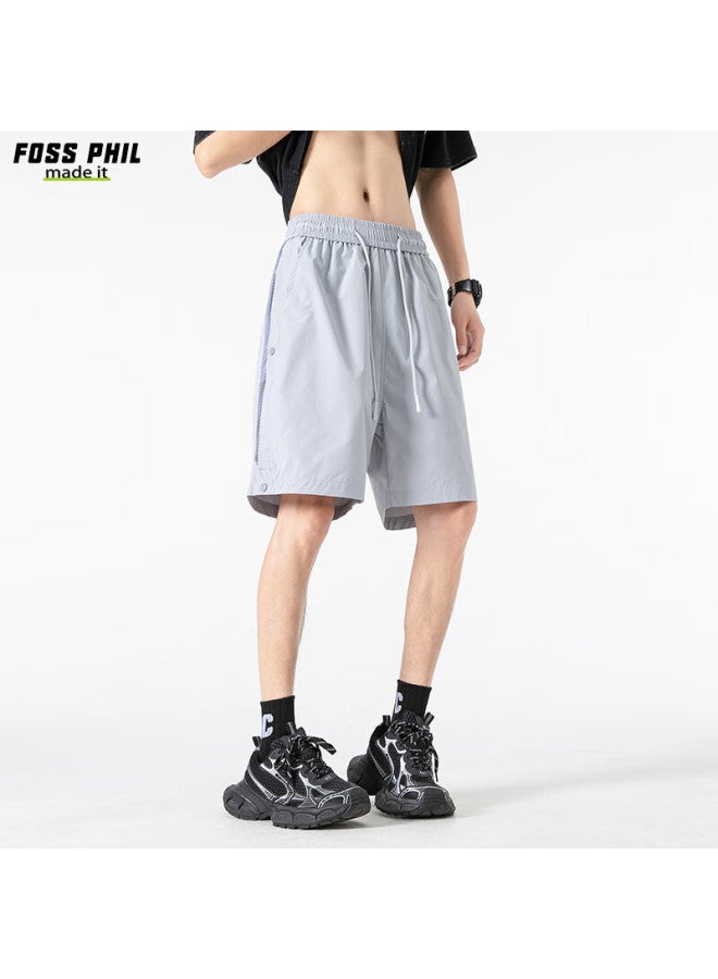 Foss Phil Men'S Summer Ice Silk Quick-Drying Casual Loose Breathable Workwear Sports Shorts K007 Cloud Grey Xl - Image 1