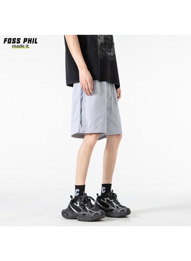 Foss Phil Men'S Summer Ice Silk Quick-Drying Casual Loose Breathable Workwear Sports Shorts K007 Cloud Grey Xl - Image 4