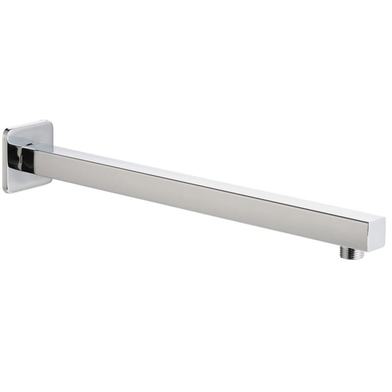 Voolan 16 Square Shower Arm with Flange and Teflon Tape Extension Shower Head Arm for Bathroom Fixed Shower Head Solid Stainless Steel Wall Mounted Chrome