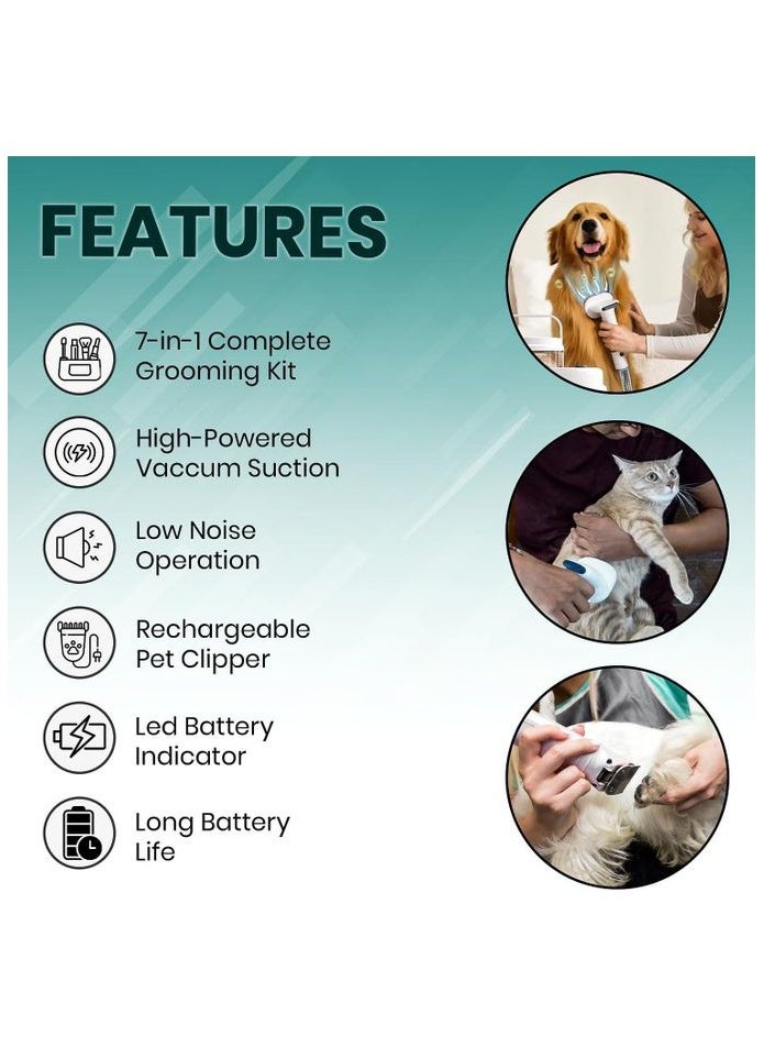VGR - VGR 7-in-1 Multifunctional Pet Grooming Kit: Cleaning And Drying, High-Power Vacuum Cleaner, Rechargeable Pet Groomer (300W) - Image 1