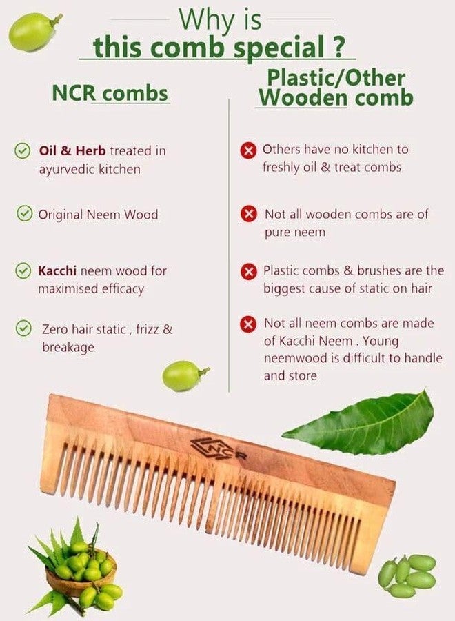 NCR 100% organic neem wooden duel &fine teeth hair comb - Image 3