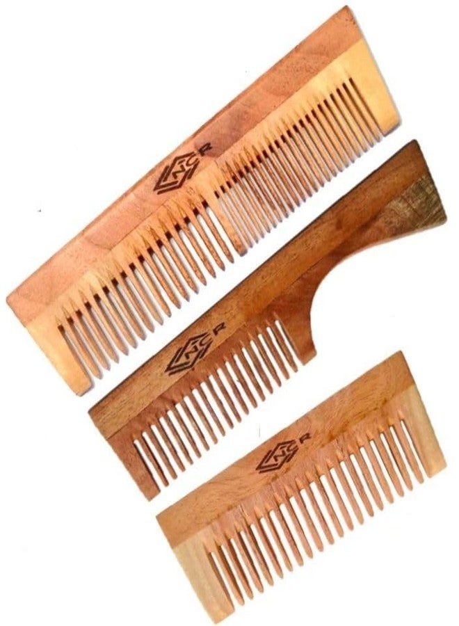 NCR 100% organic neem wooden duel &fine teeth hair comb - Image 1