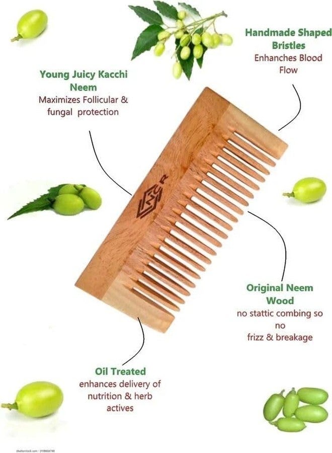 NCR 100% organic neem wooden duel &fine teeth hair comb - Image 4