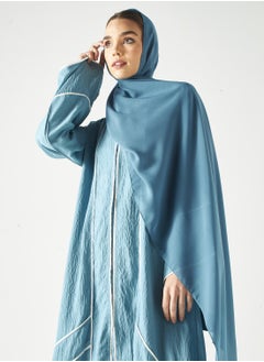 هدية المدينة  عباية أحادية اللون بتفاصيل متباينة  - Image 2