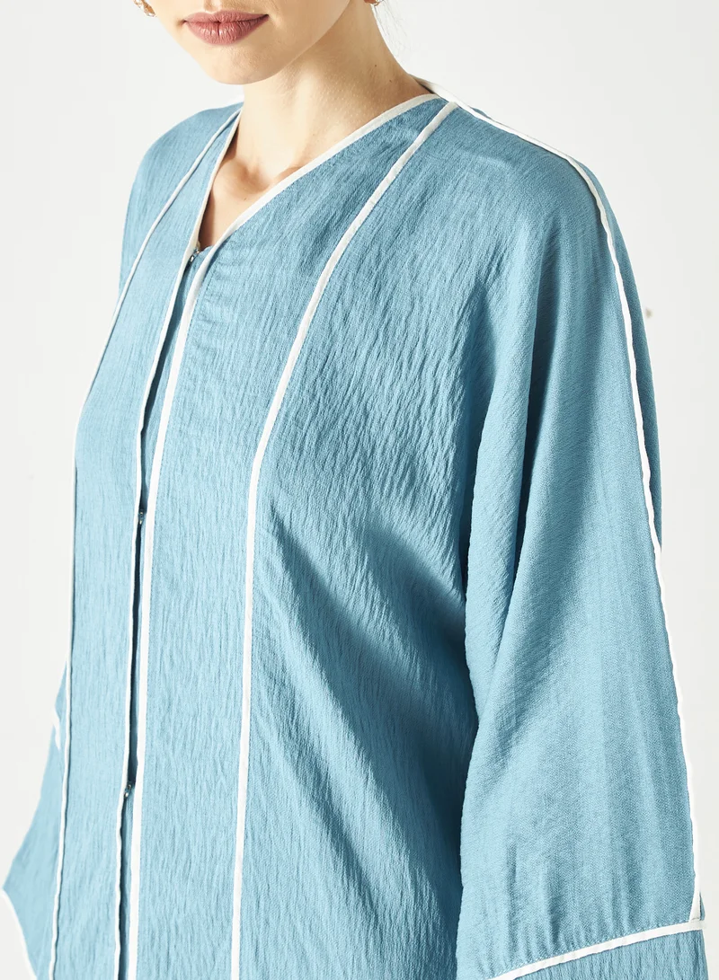 Hadiyath Al Madinah Monochrome Abaya with Contrasting Detail