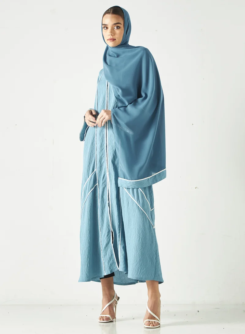 Hadiyath Al Madinah Monochrome Abaya with Contrasting Detail