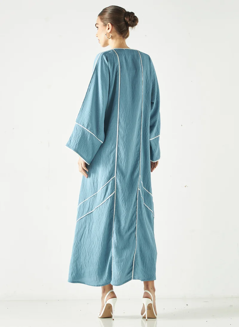 Hadiyath Al Madinah Monochrome Abaya with Contrasting Detail