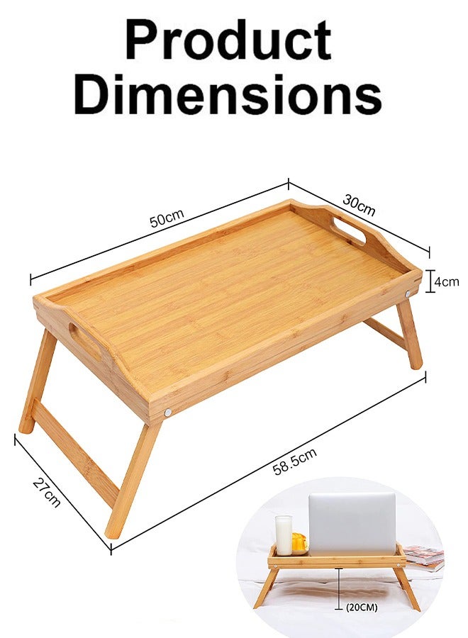 توشيونيكس صينية سرير قابلة للطي من الخيزران لتناول الإفطار وتناول الطعام، صواني محمولة للكمبيوتر المحمول مع أرجل قابلة للطي تخدم الركوع الجانبي ومكتب لاب قابل للغسل - Image 3