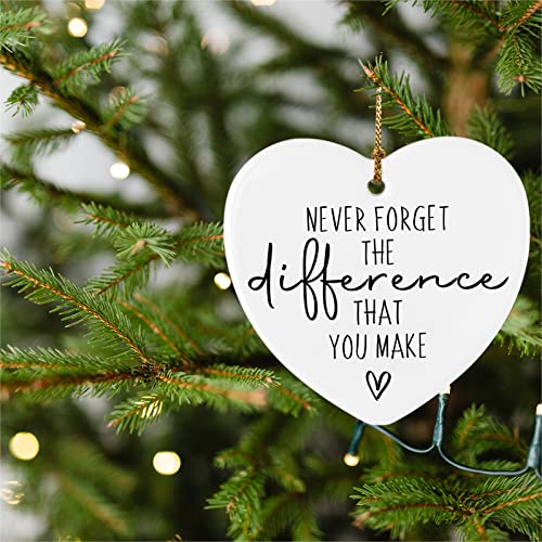 Piuzmnsiy Thank You Gifts Never Forget The Difference That You Make Ceramic Ornament Keepsake Sign Heart Plaque Farewell Going Away Goodbye Appreciation Retirement Gifts for Women Men Coworker Boss Friend - Image 3