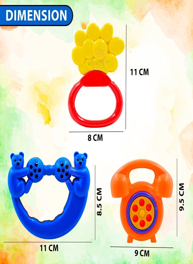 WISHKEY Plastic Rattle Toys for Infants, BPA Free Non-Toxic Shake & Grab Toys for Babies, Early Age Toys, Colorful Toys, Ideal Gift for New Born Babies, Multicolor (Pack of 3) - Image 2