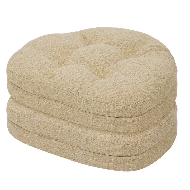 baibu Kitchen Chair Cushions Set of 2, Dual-Layer Patented Design Memory Foam Windsor Seat Pads, Dining Chair Cushions with Ties & Washable Cover, 17x 15.5 x 3.5in, 2 Pack, Beige - Image 1