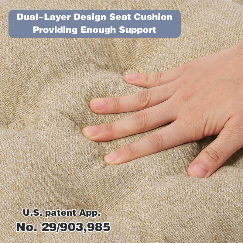 baibu Kitchen Chair Cushions Set of 2, Dual-Layer Patented Design Memory Foam Windsor Seat Pads, Dining Chair Cushions with Ties & Washable Cover, 17x 15.5 x 3.5in, 2 Pack, Beige - Image 5