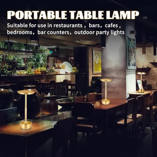 Desidiya Metal Rechargeable Cordless Led Table Lamps Touch Sensor Light, 3-Levels Portable Dimming Wireless Battery Operated Lamp,Nightstand Lamp/Night Light/Restaurant Table/Outdoor/Coffee/Bar(Gold) - Image 4